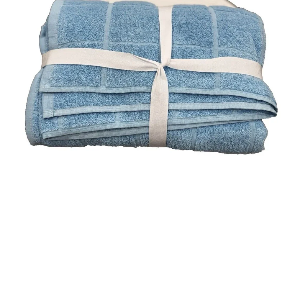 Home Expressions 6 Piece Bath Towel Set 100% Cotton Baltic Sky NEW